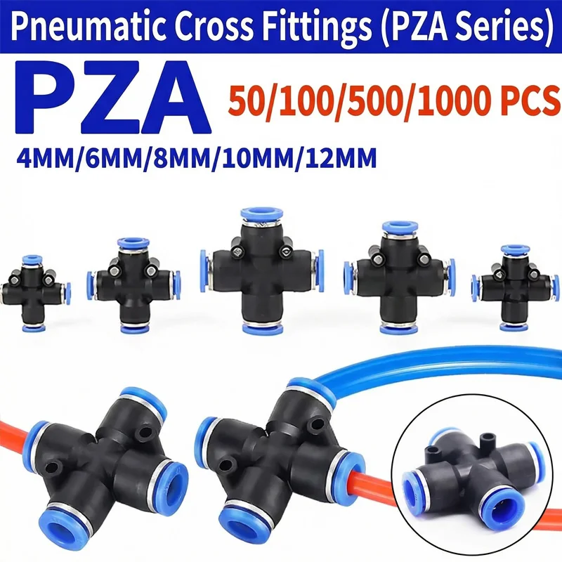PZA Type Plastic Pneumatic Push Fit Connector, 4-Way Quick Insert Fitting for Air and Water Hose Tube 4mm 6mm 8mm 10mm 12mm
PZA Type Plastic Pneumatic Push Fit Connector, 4-Way Quick Insert Fitting for Air and Water Hose Tube 4mm 6mm 8mm 10mm 12mm