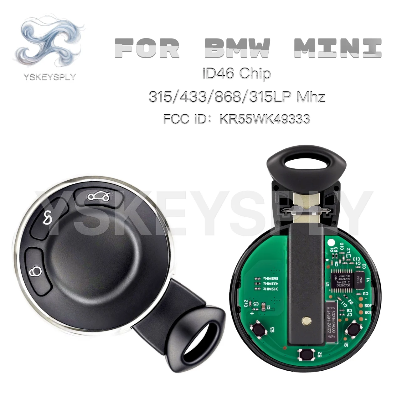 For BMW Mini Cooper Auto Remote Key ID46 Chip Half Smart 315/433/868/315LP MHz KR55WK49333 Non-Intelligent
For BMW Mini Cooper Auto Remote Key ID46 Chip Half Smart 315/433/868/315LP MHz KR55WK49333 Non-Intelligent