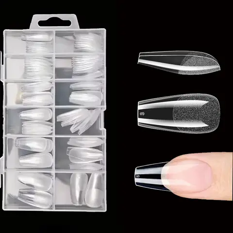 Winning Bid for Coffin Nail Stickers: 240 Pieces of Transparent Gel Short Coffin Nail Tips, 12 Different Sizes Full Coverage Acrylic Pre-Shaped Press-On False Nail Tips, for Nail Extension, Home DIY Nail Art