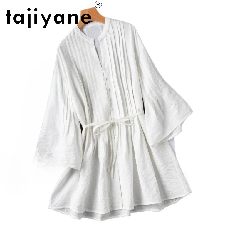 TAJIYANE 76% mulberry silk Blouse Dry Silk Mid Length White Shirt Women Bell Sleeves Spring Tops Woman Clothes 2026 Рубашка
TAJIYANE 76% mulberry silk Blouse Dry Silk Mid Length White Shirt Women Bell Sleeves Spring Tops Woman Clothes 2026 Рубашка