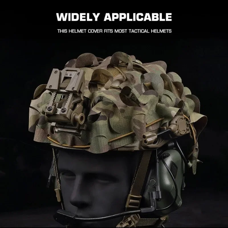 Tactical camouflage helmet cover, lightweight wear-resistant, for paratroopers' hunting and shooting, ensuring quick concealment
Tactical camouflage helmet cover, lightweight wear-resistant, for paratroopers' hunting and shooting, ensuring quick concealment