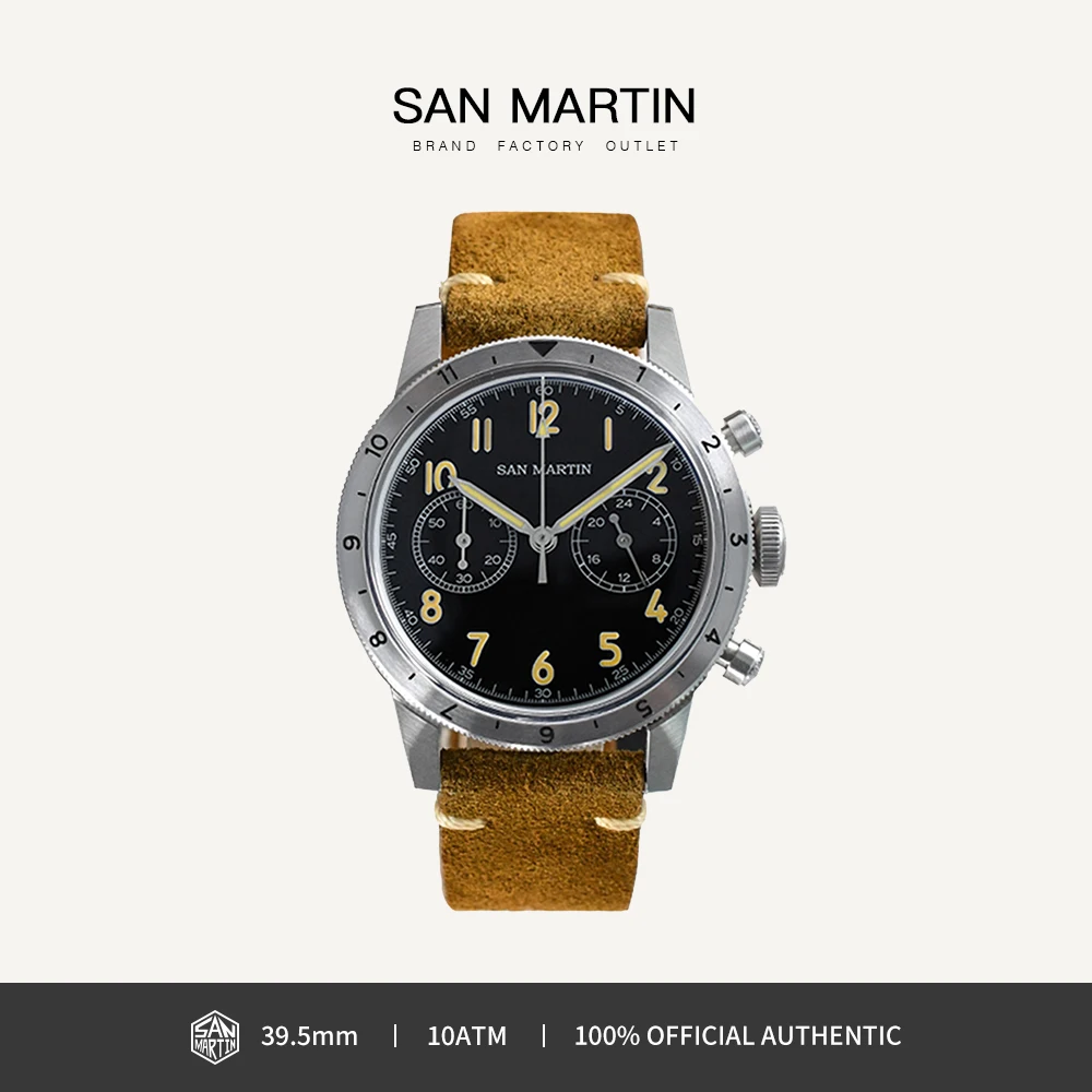 San Martin 39.5mm Vintage Men Watch Military Style VK64 Pilot Type Chronograph Quartz Steel Watches Retro Luminous 10Bar SN0127
San Martin 39.5mm Vintage Men Watch Military Style VK64 Pilot Type Chronograph Quartz Steel Watches Retro Luminous 10Bar SN0127