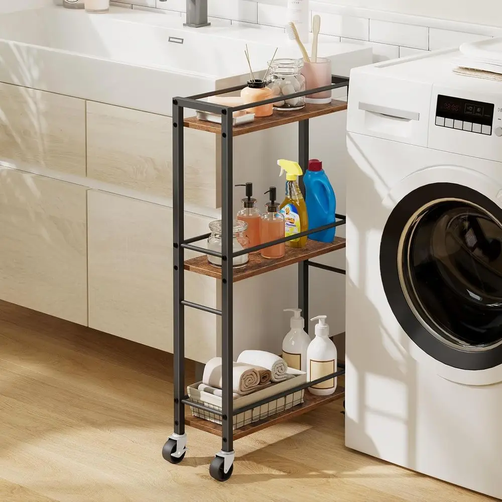 Slim Rolling Cart, Mobile Kitchen Cart on Wheels, Narrow Storage Cart or Small Space, Wooden Service Cart, or Bathroom, Laundry
Slim Rolling Cart, Mobile Kitchen Cart on Wheels, Narrow Storage Cart or Small Space, Wooden Service Cart, or Bathroom, Laundry