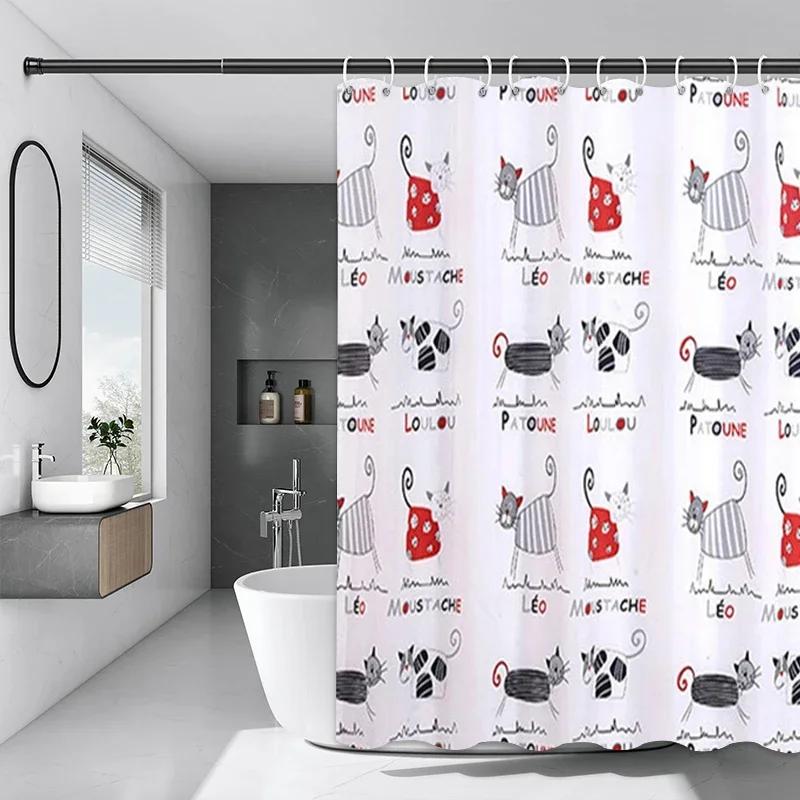 Bathroom curtain cartoon thickened anti-mildew cat PEVA dry and wet separation door curtain thickened shower curtain
Bathroom curtain cartoon thickened anti-mildew cat PEVA dry and wet separation door curtain thickened shower curtain