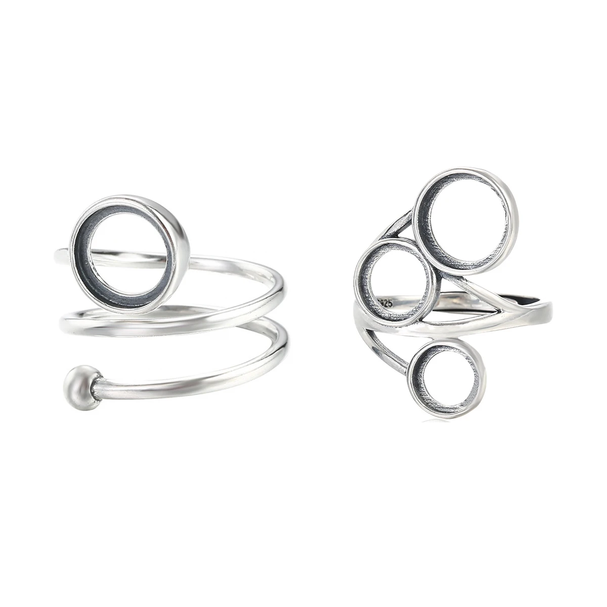 925 Sterling Silver Fashion Creative Adjustable Ring Blank Base Settings Inlaid Round Cabochons for Ring Jewelry Making
925 Sterling Silver Fashion Creative Adjustable Ring Blank Base Settings Inlaid Round Cabochons for Ring Jewelry Making