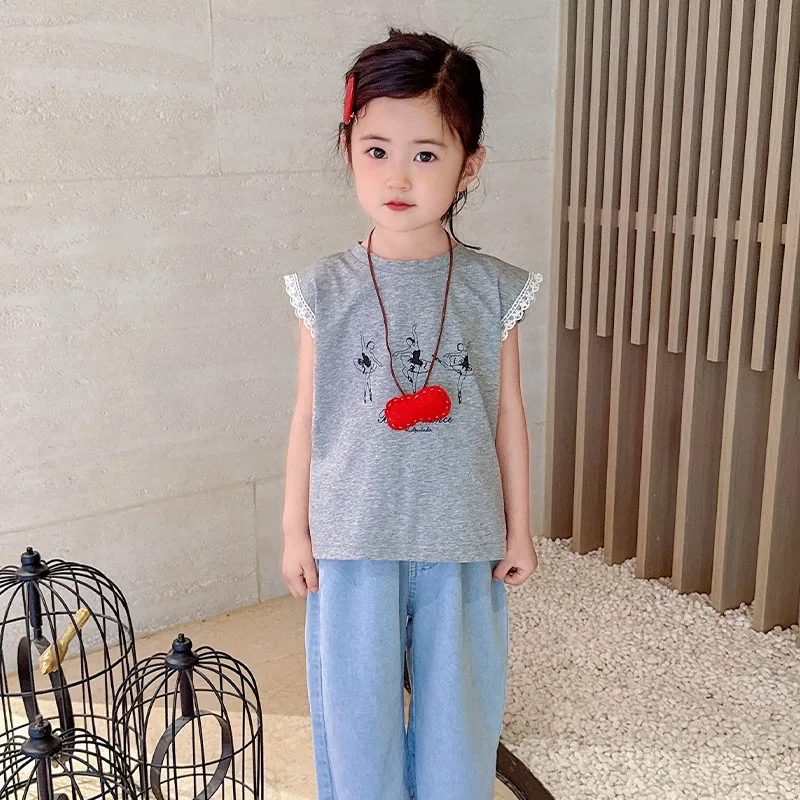 Summer Children Girl 2PCS Clothes Set Muslin Cartoon Lace Sleeveless Tops Loose Casual Kids Girls Pants Outfit Toddler Girl Suit
Summer Children Girl 2PCS Clothes Set Muslin Cartoon Lace Sleeveless Tops Loose Casual Kids Girls Pants Outfit Toddler Girl Suit