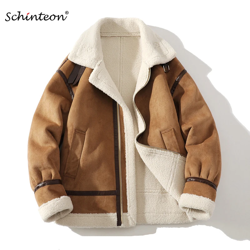 Schinteon Men Suede Leather Jacket Autumn Winter Warm Thick Outwear Faux Lamb Wool Fur Patchwork Turn-down Collar Coat New 2024
Schinteon Men Suede Leather Jacket Autumn Winter Warm Thick Outwear Faux Lamb Wool Fur Patchwork Turn-down Collar Coat New 2024