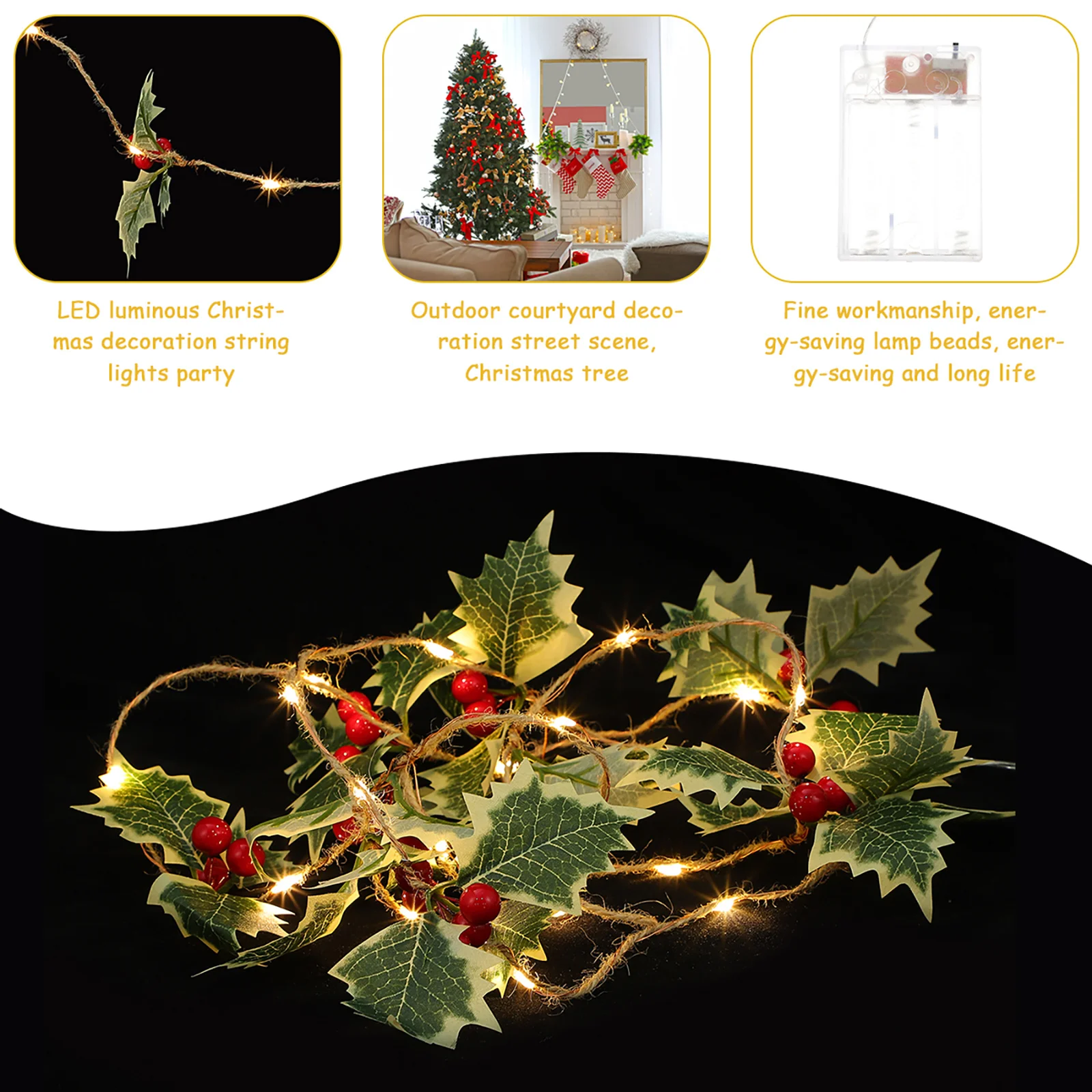 Christmas String Light Xmas Lamp 20Ft Led Red Berry Leaf Operated Decorative Lights For Holiday Fireplace Stair Banister
Christmas String Light Xmas Lamp 20Ft Led Red Berry Leaf Operated Decorative Lights For Holiday Fireplace Stair Banister
