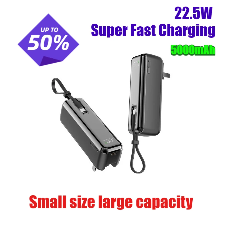 22.5W 5000mAh Digital Display AC Plug Compact Fast Charging Portable Power Bank
22.5W 5000mAh Digital Display AC Plug Compact Fast Charging Portable Power Bank