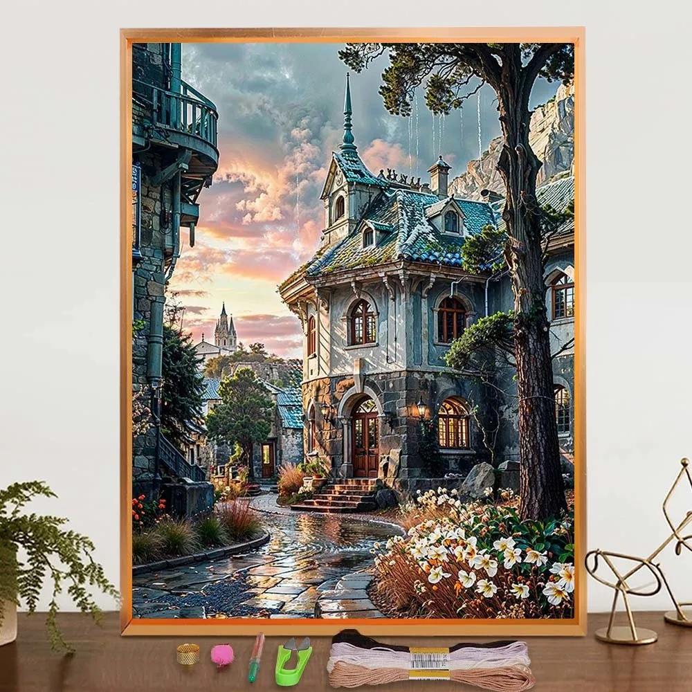 DIY Handmade Cross Stitch Kit With Patterns Embroidery Beginner European Building Full Printed DIY Embroidery Crafts For Adult
DIY Handmade Cross Stitch Kit With Patterns Embroidery Beginner European Building Full Printed DIY Embroidery Crafts For Adult