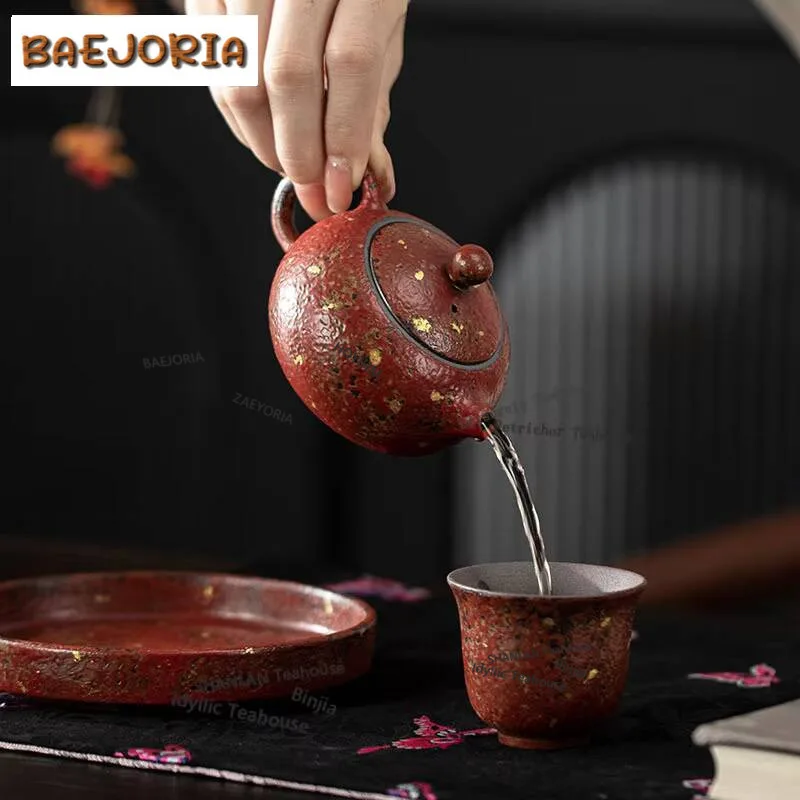 120ml Manshan Red Gold Sprinkled Round Ceramic Teapot Creative Tea Infuser Pot Tea Maker Kettle with Strainer Tableware Ornament
120ml Manshan Red Gold Sprinkled Round Ceramic Teapot Creative Tea Infuser Pot Tea Maker Kettle with Strainer Tableware Ornament