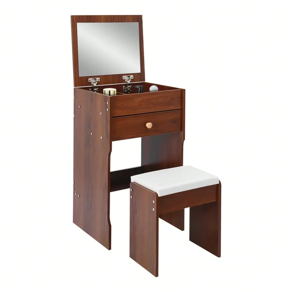 Compact 3In1 Flip Top Makeup Vanity Desk With Mirror, Drawer Cushioned Stool, SpaceSaving Design For Small Rooms Walnut Holiday
Compact 3In1 Flip Top Makeup Vanity Desk With Mirror, Drawer Cushioned Stool, SpaceSaving Design For Small Rooms Walnut Holiday