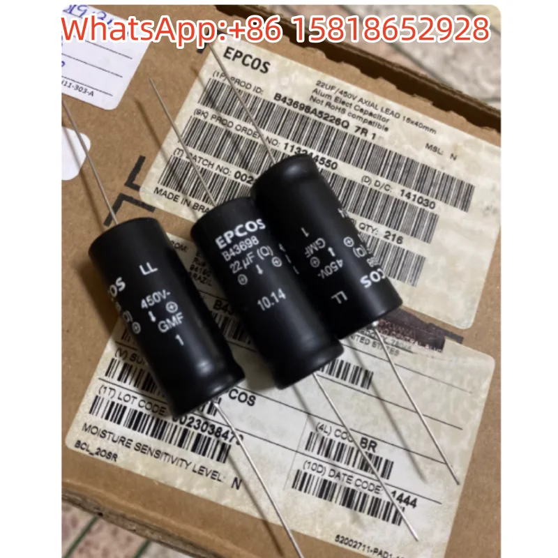 2pcs B43698A5226Q 450V22UF EPCOS axial electrolytic capacitors, can replace 500V22UF 16*40mm
2pcs B43698A5226Q 450V22UF EPCOS axial electrolytic capacitors, can replace 500V22UF 16*40mm