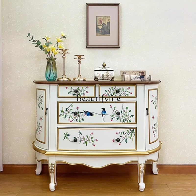 American painted entrance cabinet retro semicircular solid wood home entry living room
American painted entrance cabinet retro semicircular solid wood home entry living room