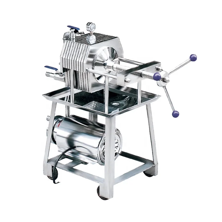 304/316 Stainless Steel Wine Beverage Small Size Plate and Frame Filter Press Machine with Electric Pump
304/316 Stainless Steel Wine Beverage Small Size Plate and Frame Filter Press Machine with Electric Pump