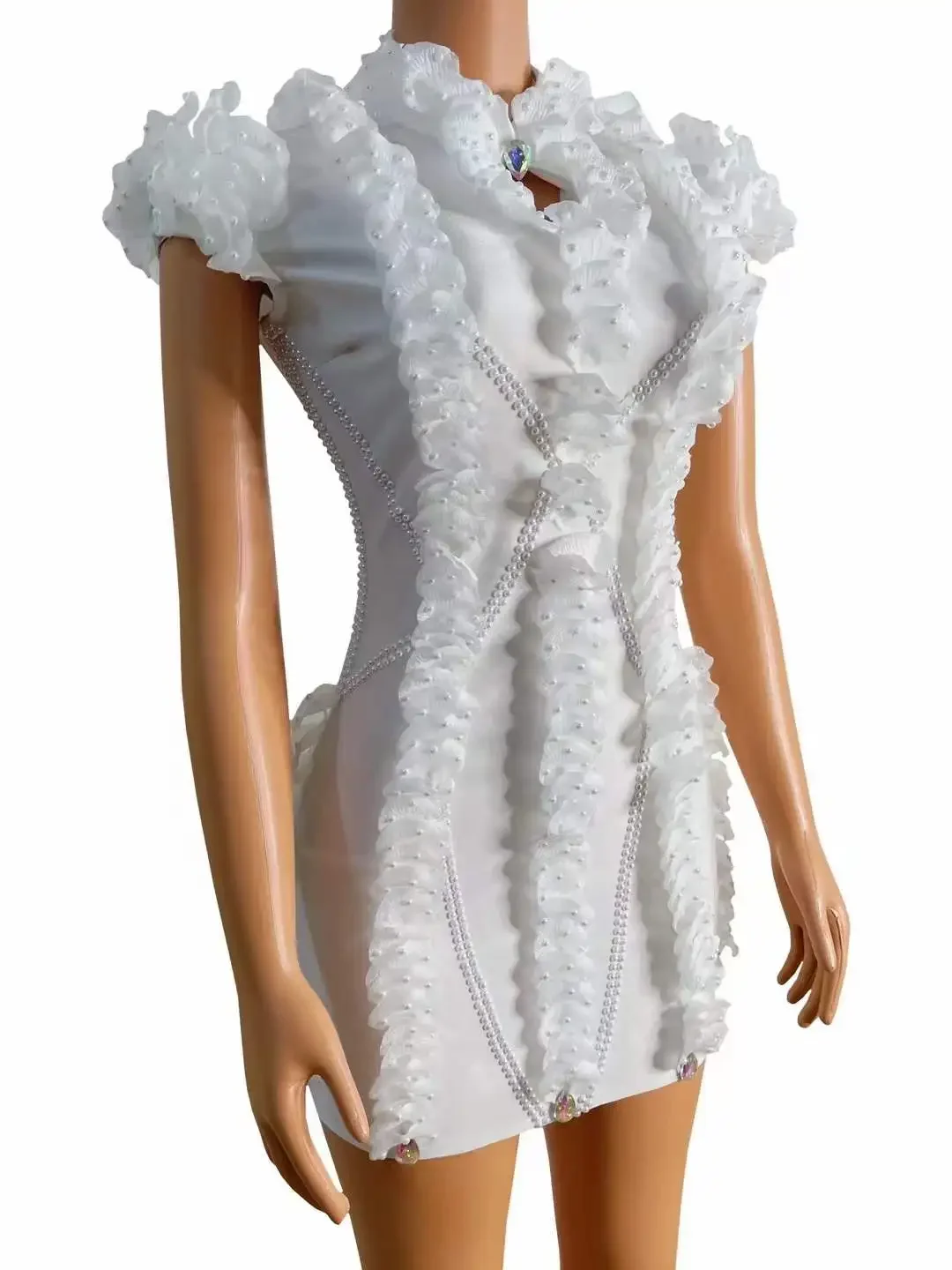 Women White Sleeveless Luxury Queen Stage Short Mini Dress Singer Homecoming Celebrate Show Festival Costume 2025New
Women White Sleeveless Luxury Queen Stage Short Mini Dress Singer Homecoming Celebrate Show Festival Costume 2025New