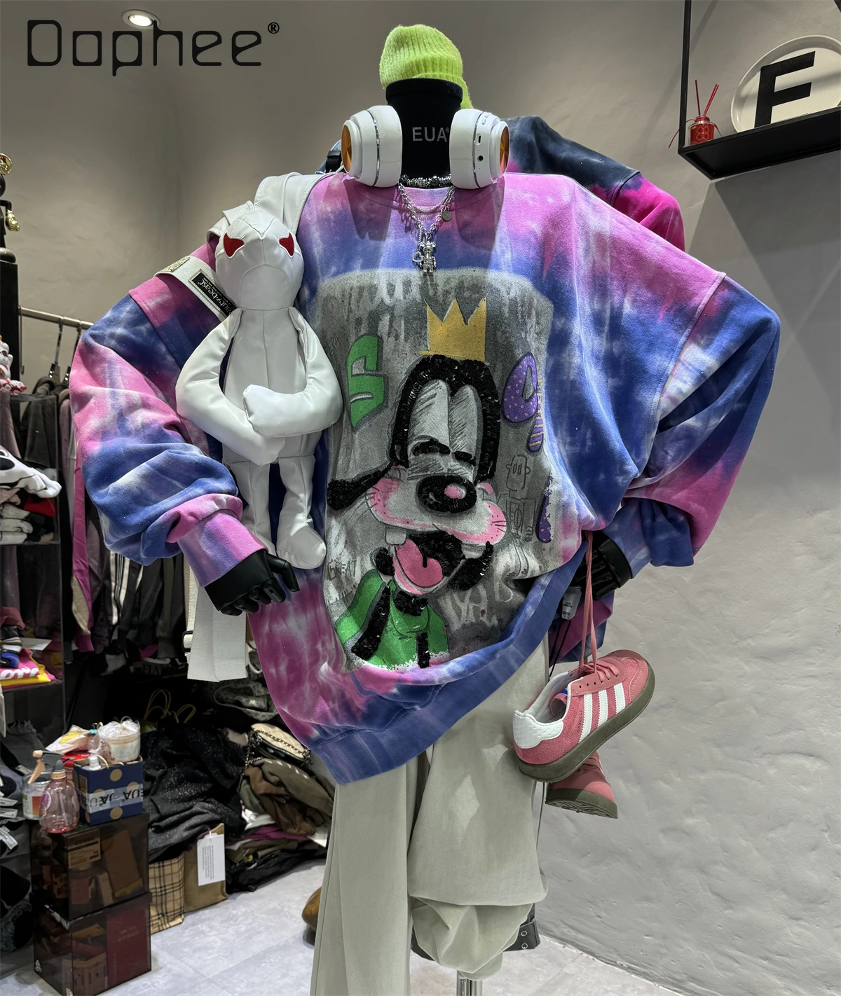 Tie-Dye Gradient Cartoon Sweatshirt for Women 2025 Autumn High-End Trendy Cool Pure Cotton Long Sleeve Top Round Neck Sweatshirt
Tie-Dye Gradient Cartoon Sweatshirt for Women 2025 Autumn High-End Trendy Cool Pure Cotton Long Sleeve Top Round Neck Sweatshirt