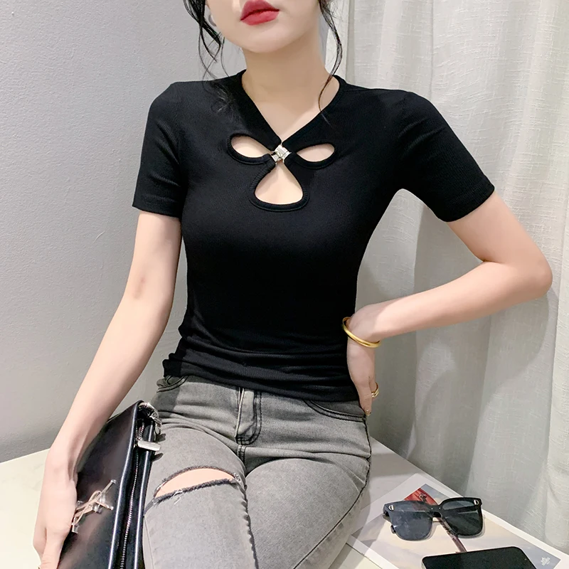 Black,Summer,Korean,Style,Cotton,T-Shirt,Women,Chic,Sexy,Hollow out,O-Neck,Tops,Short Sleeve,Elastic,All Match,Tees,Tees,541603
Black,Summer,Korean,Style,Cotton,T-Shirt,Women,Chic,Sexy,Hollow out,O-Neck,Tops,Short Sleeve,Elastic,All Match,Tees,Tees,541603