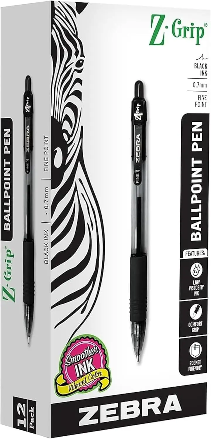 Smooth Retractable Ballpoint Pens, Fine Point 0.7mm, Black Ink, 12-Pack for School & Office
Smooth Retractable Ballpoint Pens, Fine Point 0.7mm, Black Ink, 12-Pack for School & Office