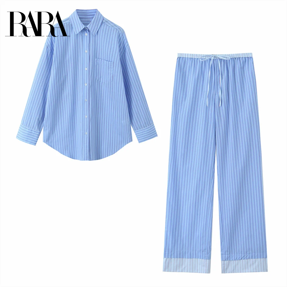 2025 RARA Women's Set Long Sleeve Button Down Shirt with Pocket Matching Drawstring Waist Wide Leg Pants Striped Design
2025 RARA Women's Set Long Sleeve Button Down Shirt with Pocket Matching Drawstring Waist Wide Leg Pants Striped Design