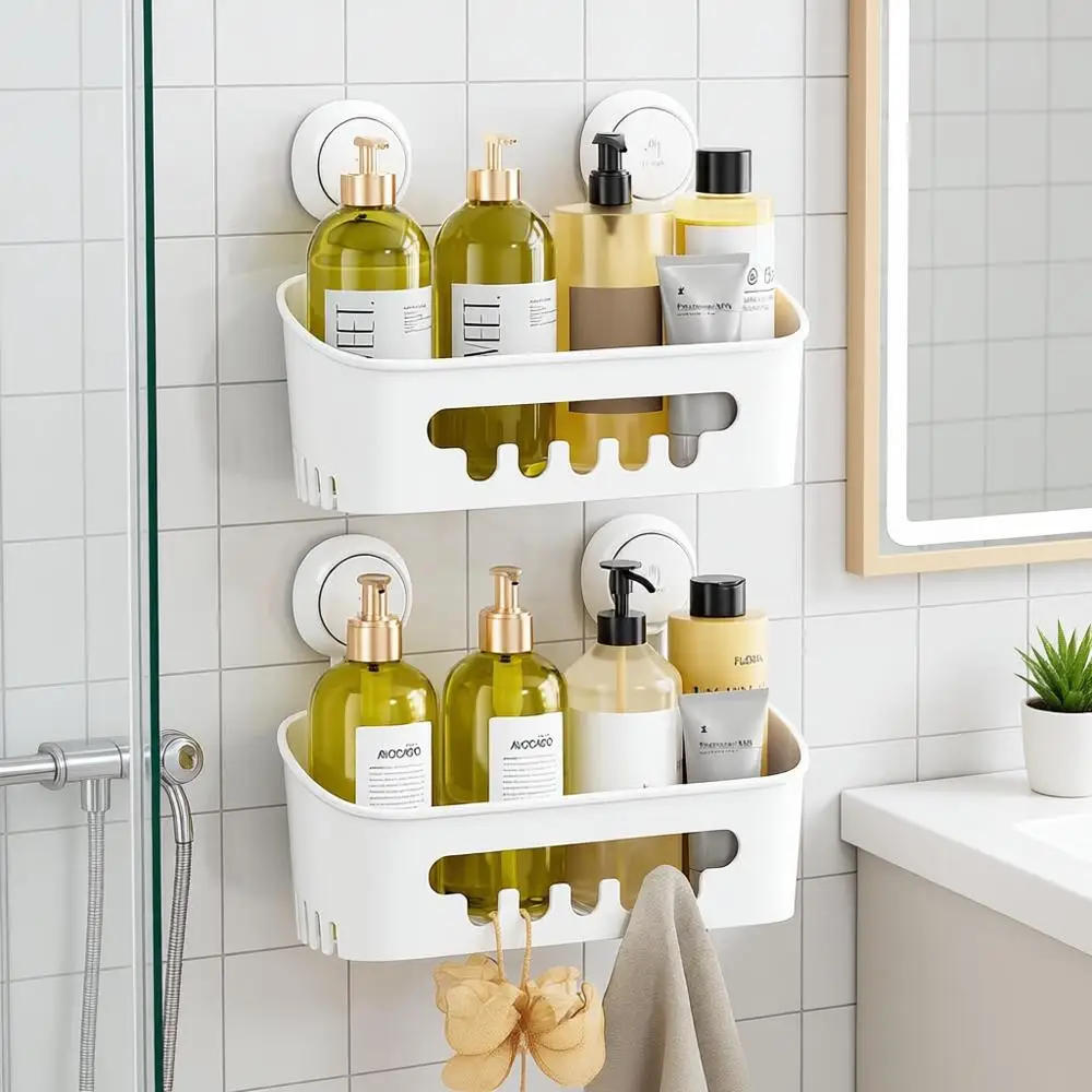 2-Pack Heavy Duty Shower Caddy with Suction Cups, Waterproof Bathroom Organizer for Shampoo and Accessories, White
2-Pack Heavy Duty Shower Caddy with Suction Cups, Waterproof Bathroom Organizer for Shampoo and Accessories, White