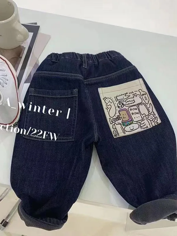 Comfortable Fce Lined Thiened Denim Pants Loose Casual Trousers for Children in Winter New Arrival 2024 Korean Sle Cotton
Comfortable Fce Lined Thiened Denim Pants Loose Casual Trousers for Children in Winter New Arrival 2024 Korean Sle Cotton