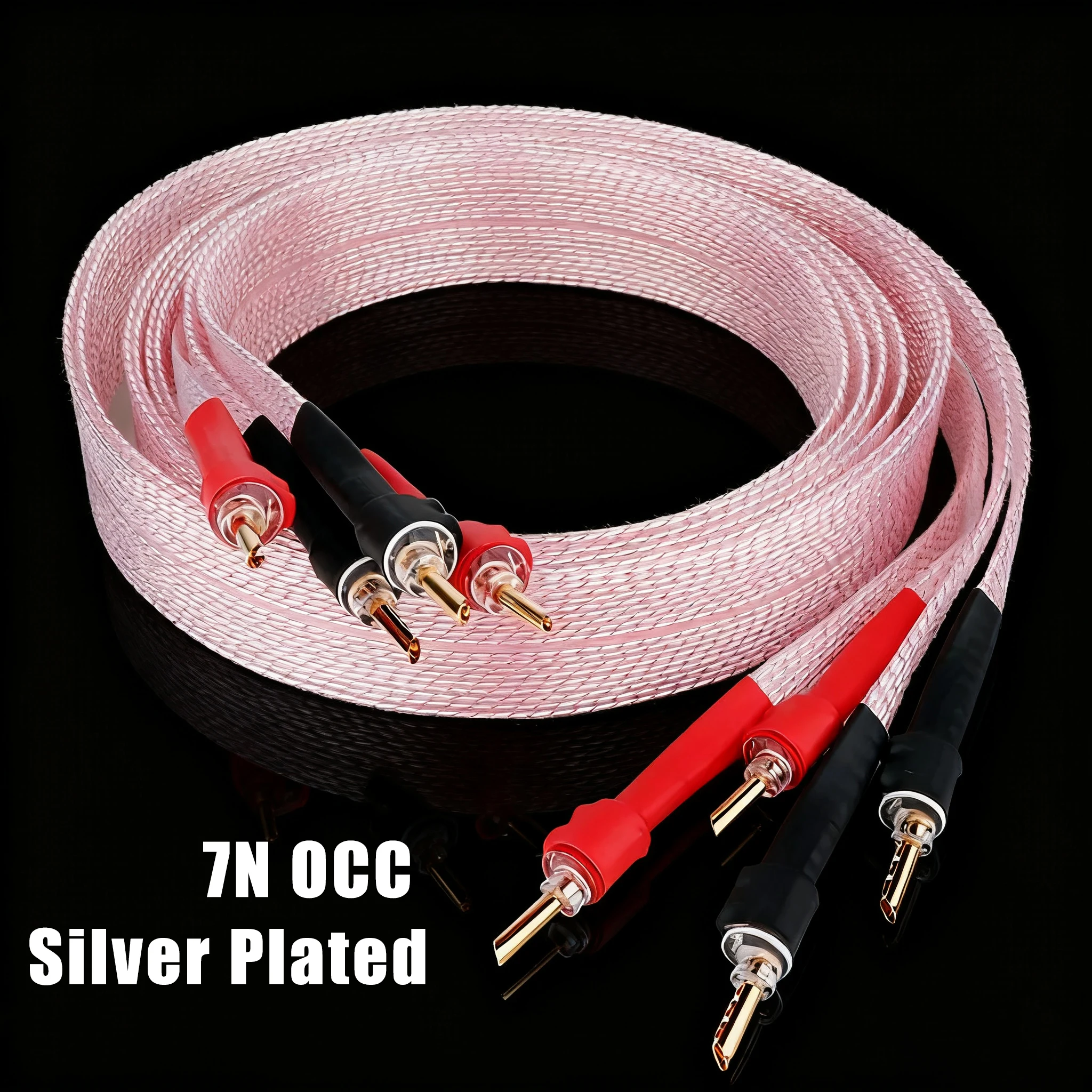 Speaker Cable hifi Audio 7N OCC Silver Plated Flat BFA Clear Cover Audio Sawtooth Type Banana Plugs
Speaker Cable hifi Audio 7N OCC Silver Plated Flat BFA Clear Cover Audio Sawtooth Type Banana Plugs