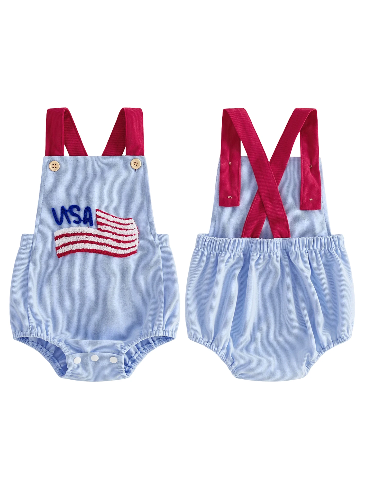 Independence Day Stars and Stripes Romper for Infants American Flag Print Sleeveless Overalls Jumpsuit for Baby Boys Girls
Independence Day Stars and Stripes Romper for Infants American Flag Print Sleeveless Overalls Jumpsuit for Baby Boys Girls