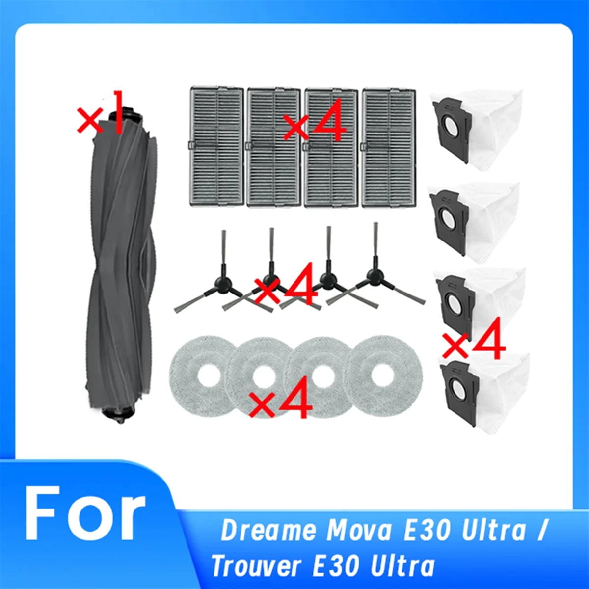 A76Z 17 Pcs for E30 Ultra / Trouver E30 Ultra Sweeping Robot Cleaner Parts Replacement
A76Z 17 Pcs for E30 Ultra / Trouver E30 Ultra Sweeping Robot Cleaner Parts Replacement