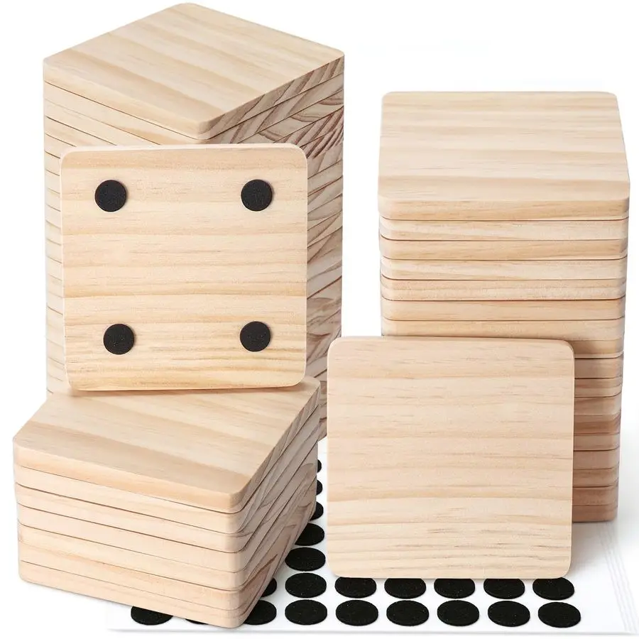 Pieces Unfinished Wood Coasters, 4 Inch Wooden Blanks with NonSlip Pads for Laser Engraving Wood Burning Staining Painting Decou
Pieces Unfinished Wood Coasters, 4 Inch Wooden Blanks with NonSlip Pads for Laser Engraving Wood Burning Staining Painting Decou