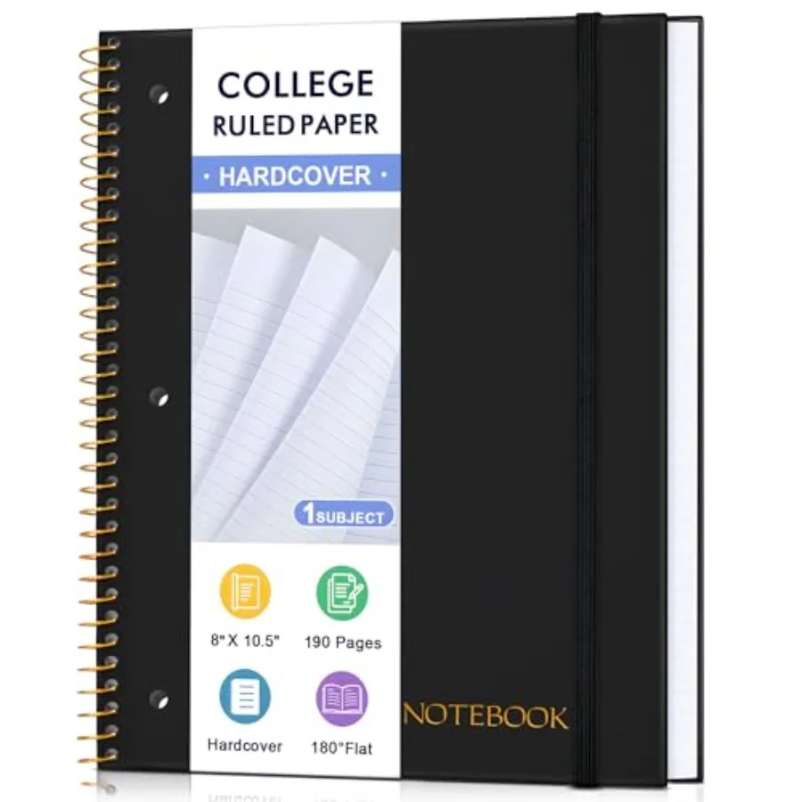 Spiral Notebook Paper 8" x 10-1/2", 1 Subject Spiral Notebook, 3-Hole Punched Perforated Pages Ideal for School, Office, Writin
Spiral Notebook Paper 8" x 10-1/2", 1 Subject Spiral Notebook, 3-Hole Punched Perforated Pages Ideal for School, Office, Writin