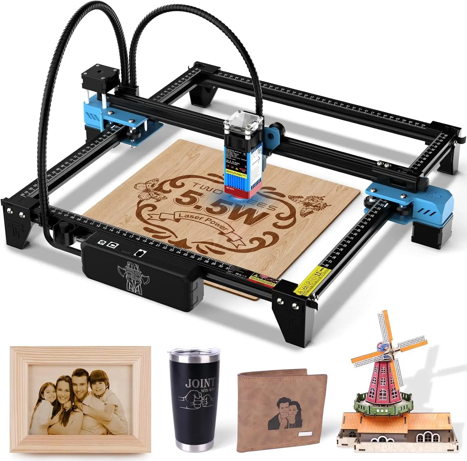 5500mW Laser Engraver 300x300mm Work Area, 0.08mm Spot, DIY Wood Metal Acrylic Glass Stainless Steel
5500mW Laser Engraver 300x300mm Work Area, 0.08mm Spot, DIY Wood Metal Acrylic Glass Stainless Steel