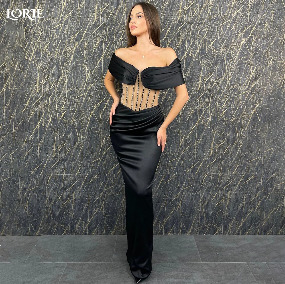 LORIE Elegant Black Mermaid Evening Dresses Off Shoulder Beaded Pleated Formal Prom Celebrity Dress Arabia Bride Party Gowns
LORIE Elegant Black Mermaid Evening Dresses Off Shoulder Beaded Pleated Formal Prom Celebrity Dress Arabia Bride Party Gowns