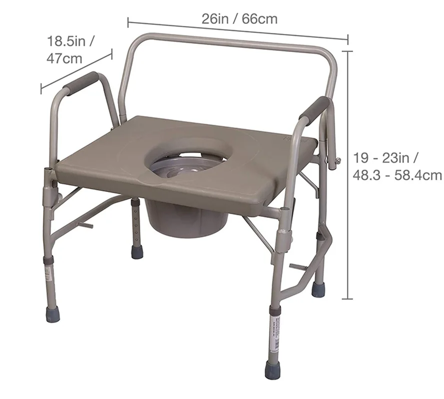 Height Adjustable Handicapped Toilet Potty Chair Commode Steel Commode Chair For Elderly