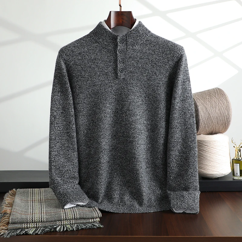 Half-High Neck Buttoned Long-Sleeve Pullover Men's 100% Cashmere Casual Business Sweater Autumn Winter Fashionable Soft Knit Top
Half-High Neck Buttoned Long-Sleeve Pullover Men's 100% Cashmere Casual Business Sweater Autumn Winter Fashionable Soft Knit Top