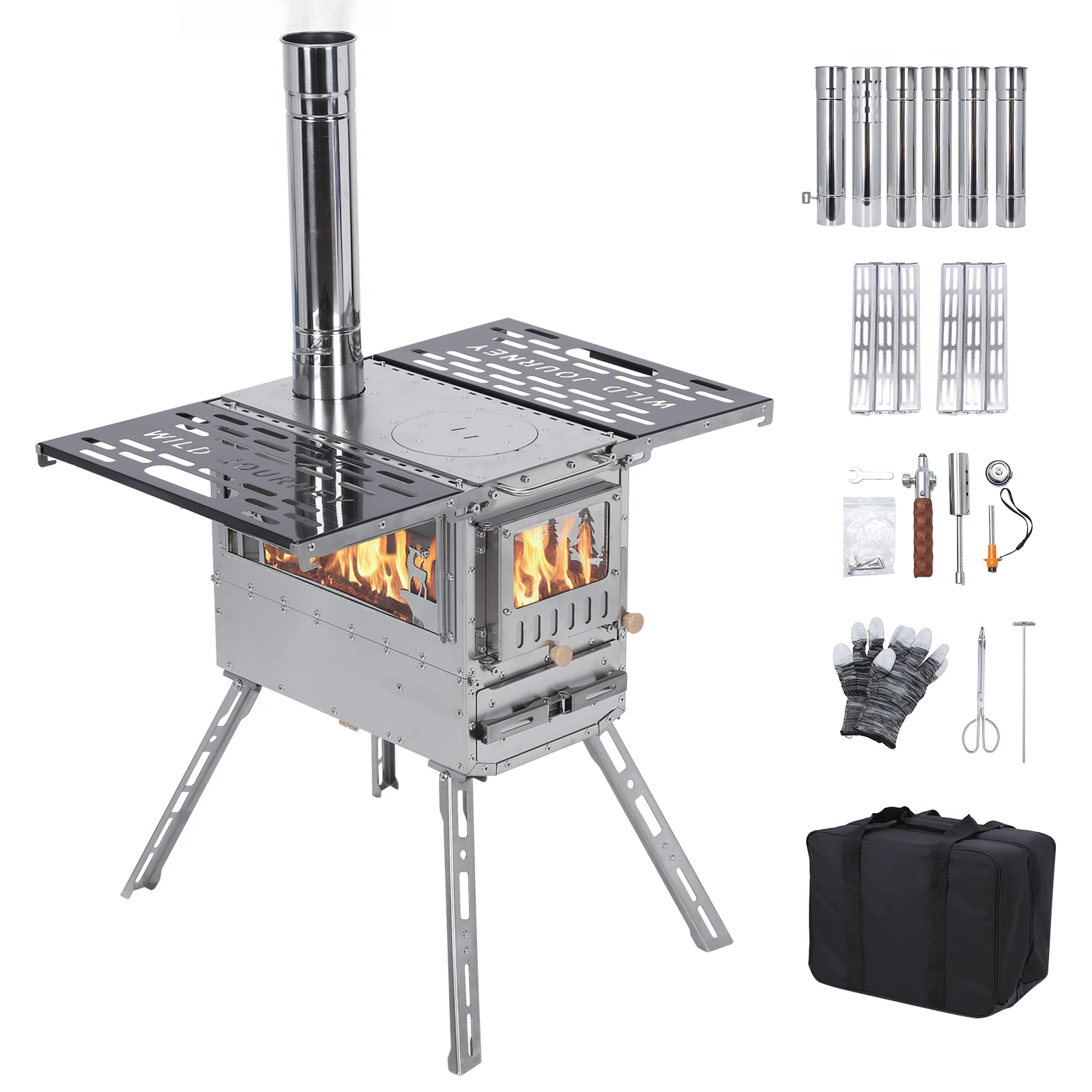 Горячая палатка-печь с духовкой и столом для кемпинга с дымоходом, дровяная палатка-печь из нержавеющей стали для отопления, приготовления пищи, охоты
Горячая палатка-печь с духовкой и столом для кемпинга с дымоходом, дровяная палатка-печь из нержавеющей стали для отопления, приготовления пищи, охоты