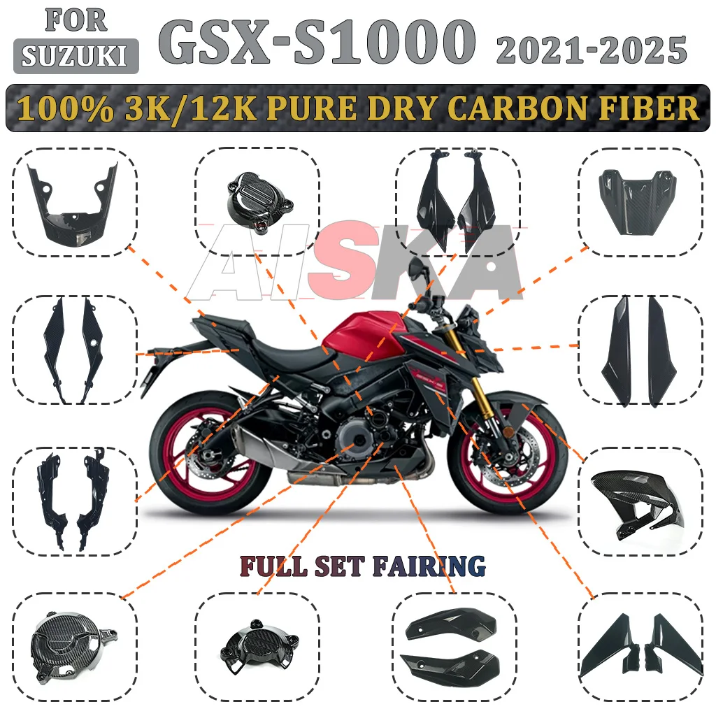 For SUZUKI GSX-S1000 GSX S1000 2021 2022 2023 2024 2025 100% Carbon Fiber Motorcycle Fender Engine Tail Side Panels Fairing Kit
For SUZUKI GSX-S1000 GSX S1000 2021 2022 2023 2024 2025 100% Carbon Fiber Motorcycle Fender Engine Tail Side Panels Fairing Kit