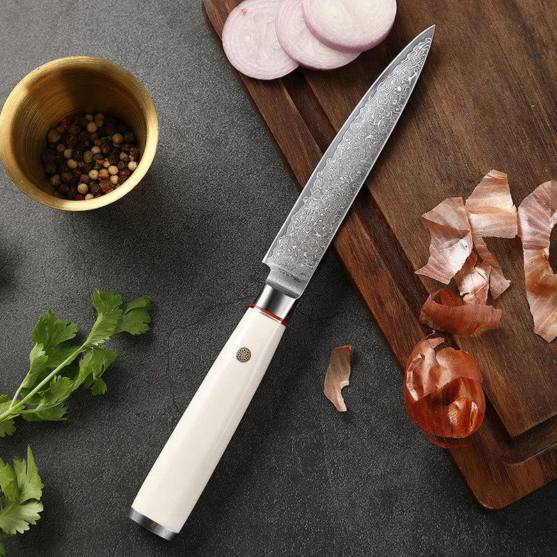 Household forging knife, fruit peel knife, 67 layer Damascus steel knife, fruit knife, 5-inch multi-purpose knife
Household forging knife, fruit peel knife, 67 layer Damascus steel knife, fruit knife, 5-inch multi-purpose knife