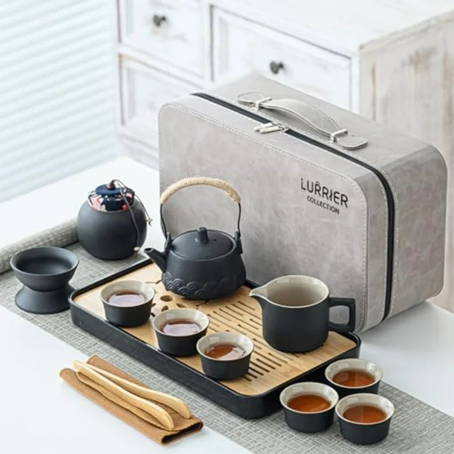 LURRIER Gongfu tea sets, Portable Ceramic TeaSet, Asian Tea sets for adult, Tea Gift sets, Grey leather case, Portable Travel B
LURRIER Gongfu tea sets, Portable Ceramic TeaSet, Asian Tea sets for adult, Tea Gift sets, Grey leather case, Portable Travel B