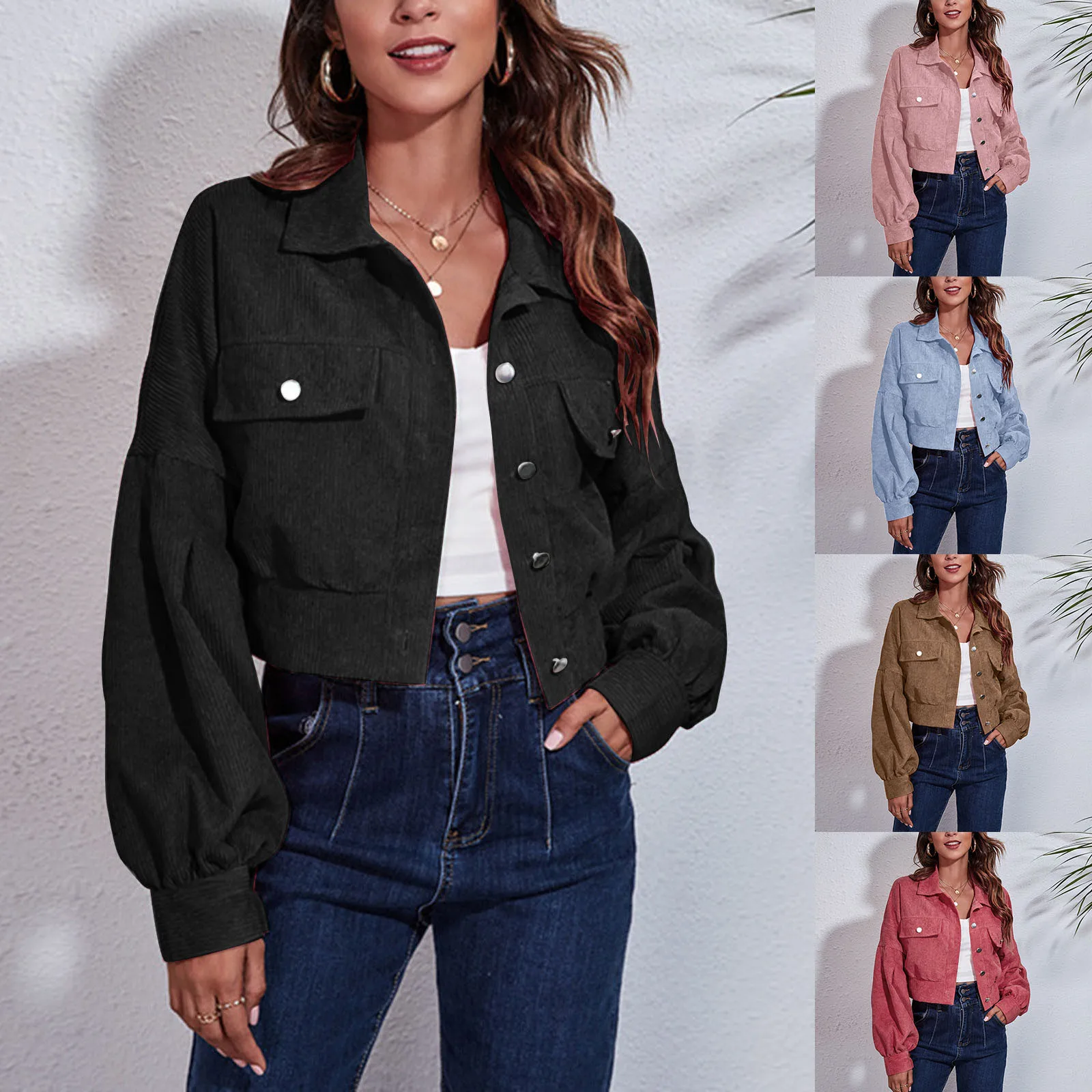 Women's Fashion Corduroy Jacket Autumn Winter Drop Shoulder Long Sleeve Short Jacket
Women's Fashion Corduroy Jacket Autumn Winter Drop Shoulder Long Sleeve Short Jacket