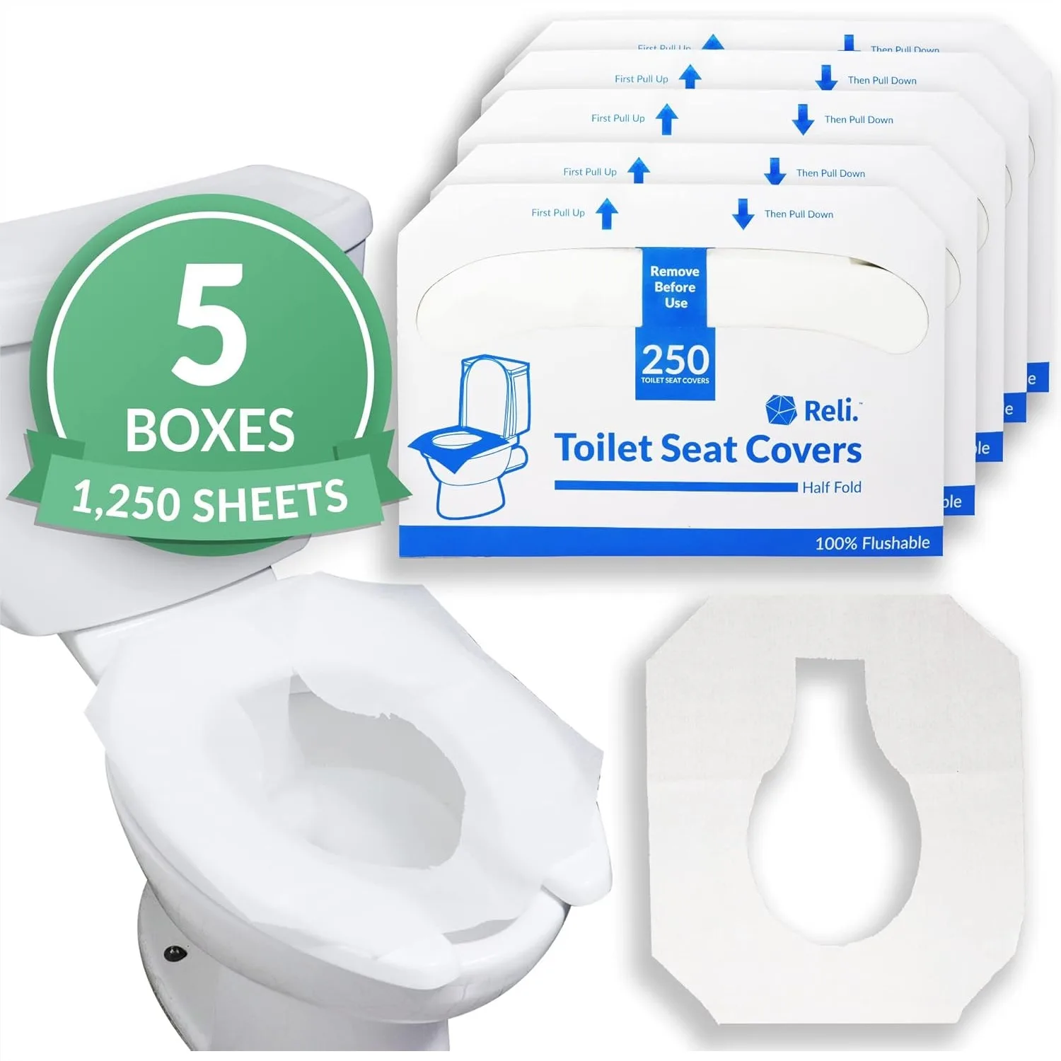 Disposable Toilet Seat Covers 1250 Pcs, Half-Fold Paper Liners for Public Restrooms, Travel, Camping, Kids Potty Training
Disposable Toilet Seat Covers 1250 Pcs, Half-Fold Paper Liners for Public Restrooms, Travel, Camping, Kids Potty Training