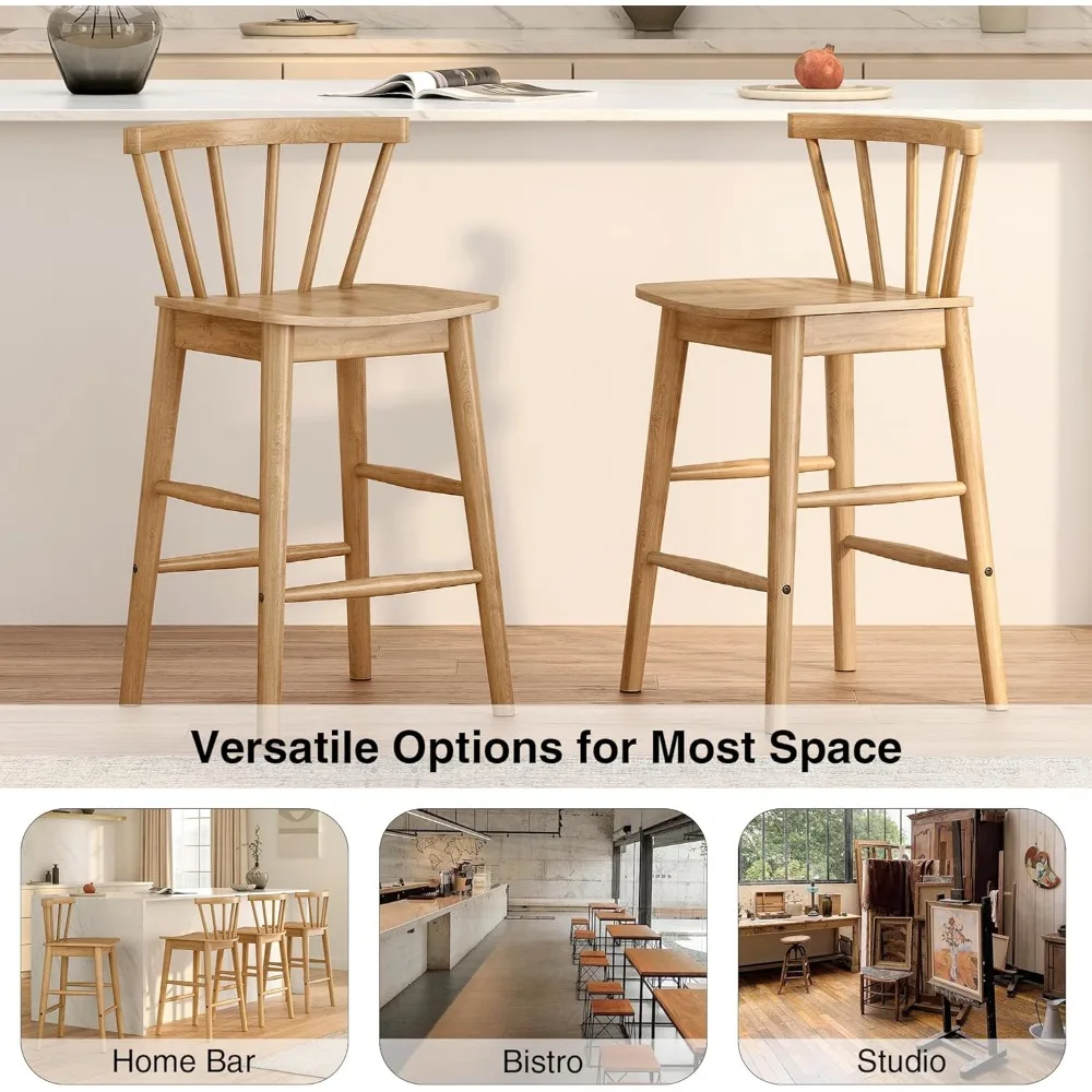 Set of 4 Wood Barstools -Back & Footrest"/ 24" Farmhouse Armless w
Set of 4 Wood Barstools -Back & Footrest"/ 24" Farmhouse Armless w