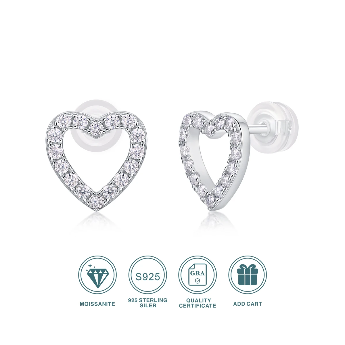 JIUZUAN 2pcs Moissanite Heart Earrings S925 Sterling Silver Plated 18k Gold Sparkling Valentine's Day Wedding Anniversary Gift
JIUZUAN 2pcs Moissanite Heart Earrings S925 Sterling Silver Plated 18k Gold Sparkling Valentine's Day Wedding Anniversary Gift