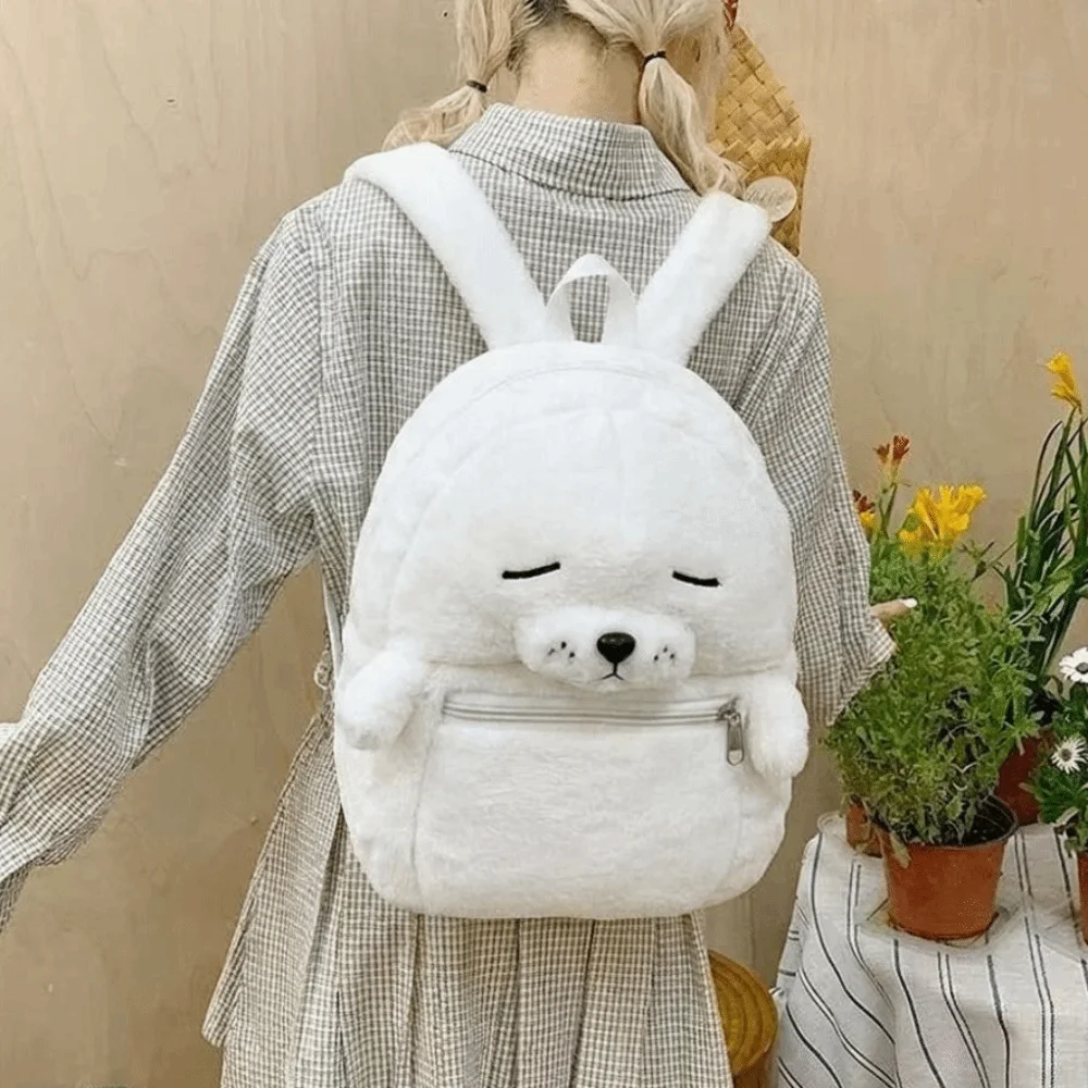Cartoon Cute Seal Backpack Solid Color Versatile Fluffy Seal Schoolbag Simple Lightweight Shoulder Bag Women Girl Accessories
Cartoon Cute Seal Backpack Solid Color Versatile Fluffy Seal Schoolbag Simple Lightweight Shoulder Bag Women Girl Accessories