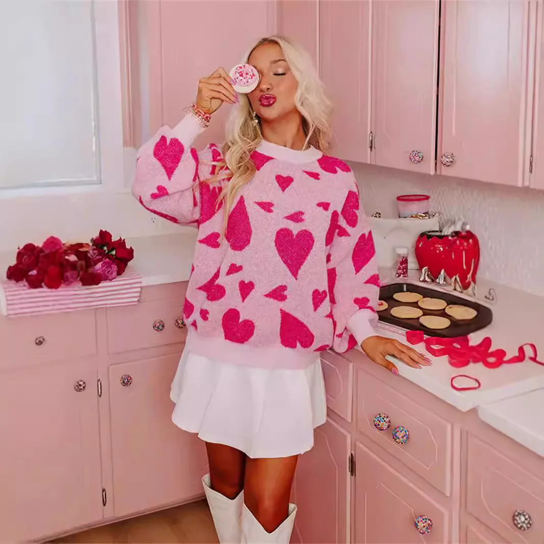 Love Heart Winter Sweaters for Women Valentines Day Red Pink O-Neck Long Sleeve Jacquard Pullover Knitted Sweater Autumn Clothes
Love Heart Winter Sweaters for Women Valentines Day Red Pink O-Neck Long Sleeve Jacquard Pullover Knitted Sweater Autumn Clothes