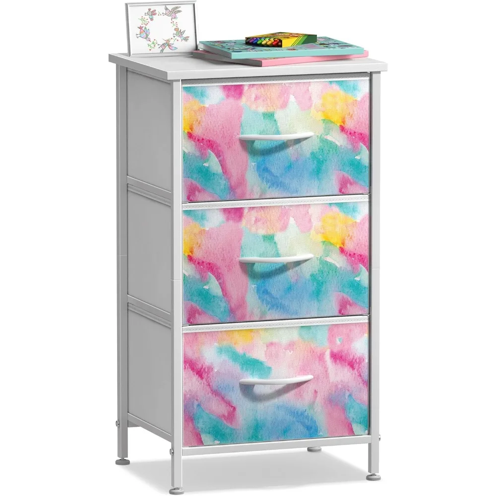 Kids Dresser with 3 Drawers - Storage Chest Organizer Nightstand - Steel Frame, Wood Top, Tie-Dye Fabric Bins for Clothes - Wid
Kids Dresser with 3 Drawers - Storage Chest Organizer Nightstand - Steel Frame, Wood Top, Tie-Dye Fabric Bins for Clothes - Wid