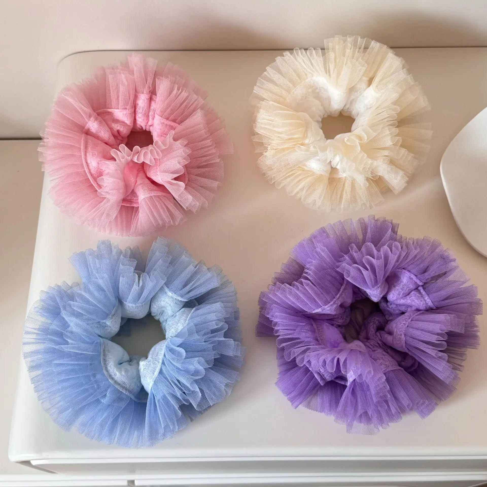 Dreamy Tulle Layered Scrunchies Soft Mesh Fabric Hair Ties In Pastel Tones Whimsical Fluffy Design Large Size Elastic Hair Band
Dreamy Tulle Layered Scrunchies Soft Mesh Fabric Hair Ties In Pastel Tones Whimsical Fluffy Design Large Size Elastic Hair Band