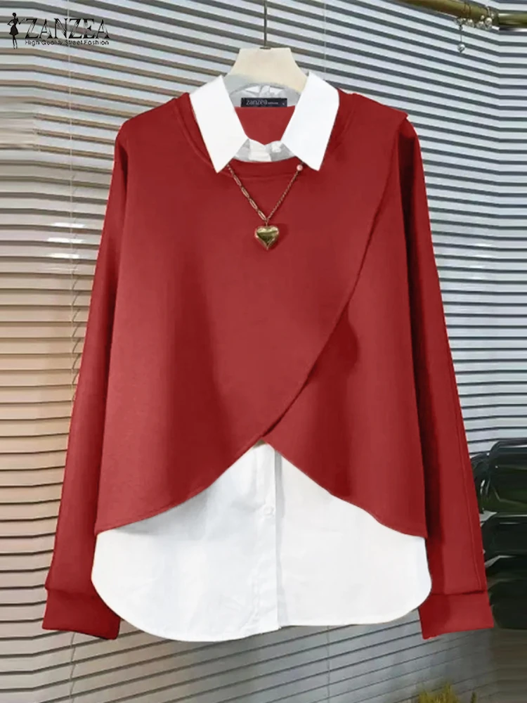 ZANZEA Elegant Long Sleeve Patchwork Work Shirt 2025 Women Spring OL Blouse Fashion Contrast Color Blusas Fake Two Pieces Tops
ZANZEA Elegant Long Sleeve Patchwork Work Shirt 2025 Women Spring OL Blouse Fashion Contrast Color Blusas Fake Two Pieces Tops