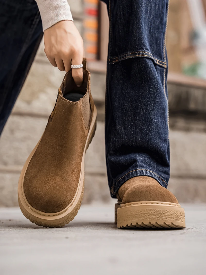 Casual High-Top Boots Men's Shoes Winter Thick Bottom Chelsea Workwear Trendy Flip-Flop Leather Leisure Sports Boots
Casual High-Top Boots Men's Shoes Winter Thick Bottom Chelsea Workwear Trendy Flip-Flop Leather Leisure Sports Boots