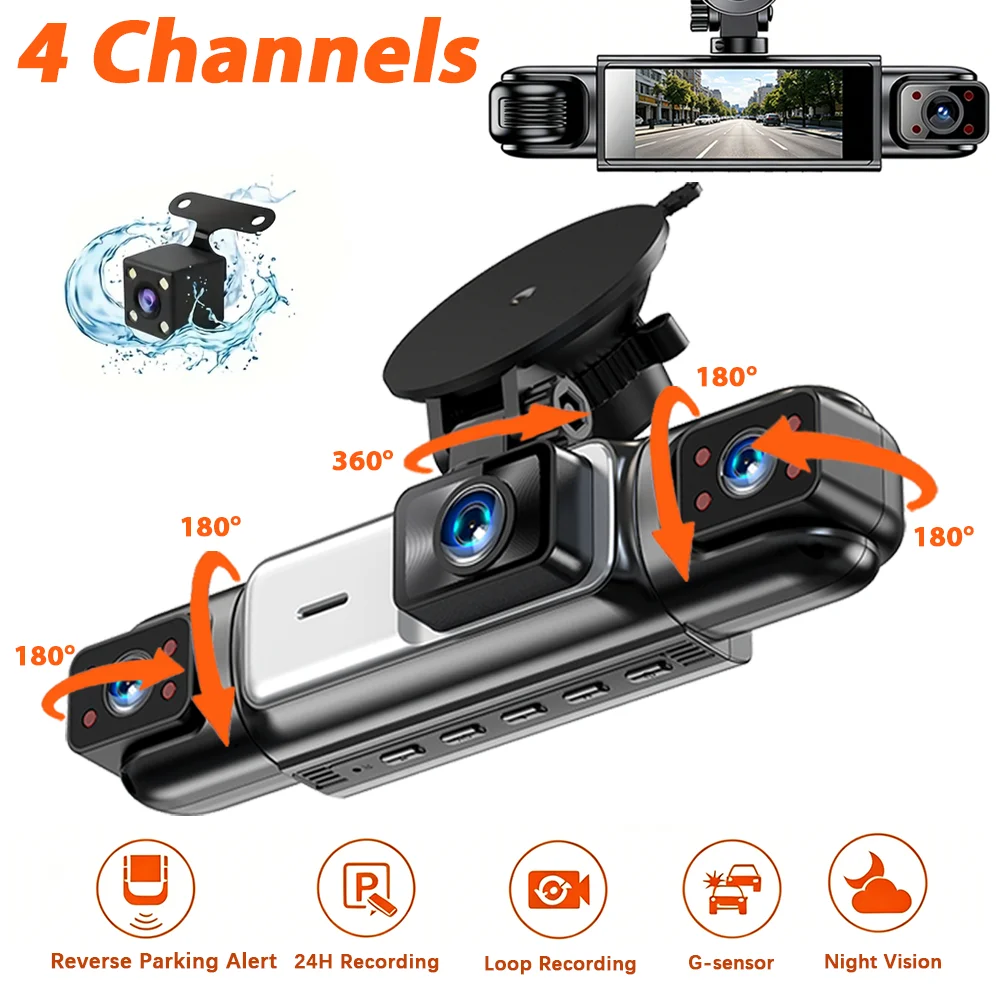 4 Channel Car Dash Cam DVR Black Box FHD 1080P Night Vision 24h Parking G-Sensor Loop Recording Car Cameras Video Recorder
4 Channel Car Dash Cam DVR Black Box FHD 1080P Night Vision 24h Parking G-Sensor Loop Recording Car Cameras Video Recorder